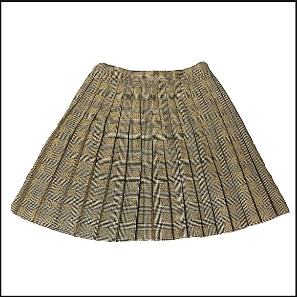 Andrea De Buli Faux Tweed Dark Academia Pleated Skirt Woman’s Size 42 US Size L - Picture 1 of 5